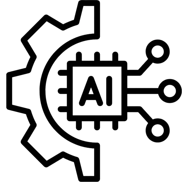 Icon für digitale Prozessautomatisierung, KI-gestützte Workflows und individuelle Softwarelösungen