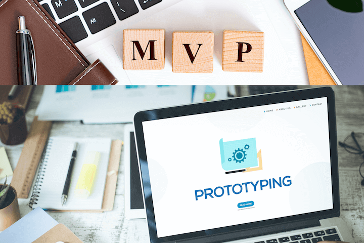Prototyping auf Bildschirm und MVP neben Smartphone – App-Agentur Berlin für schnelle MVP-Entwicklung
