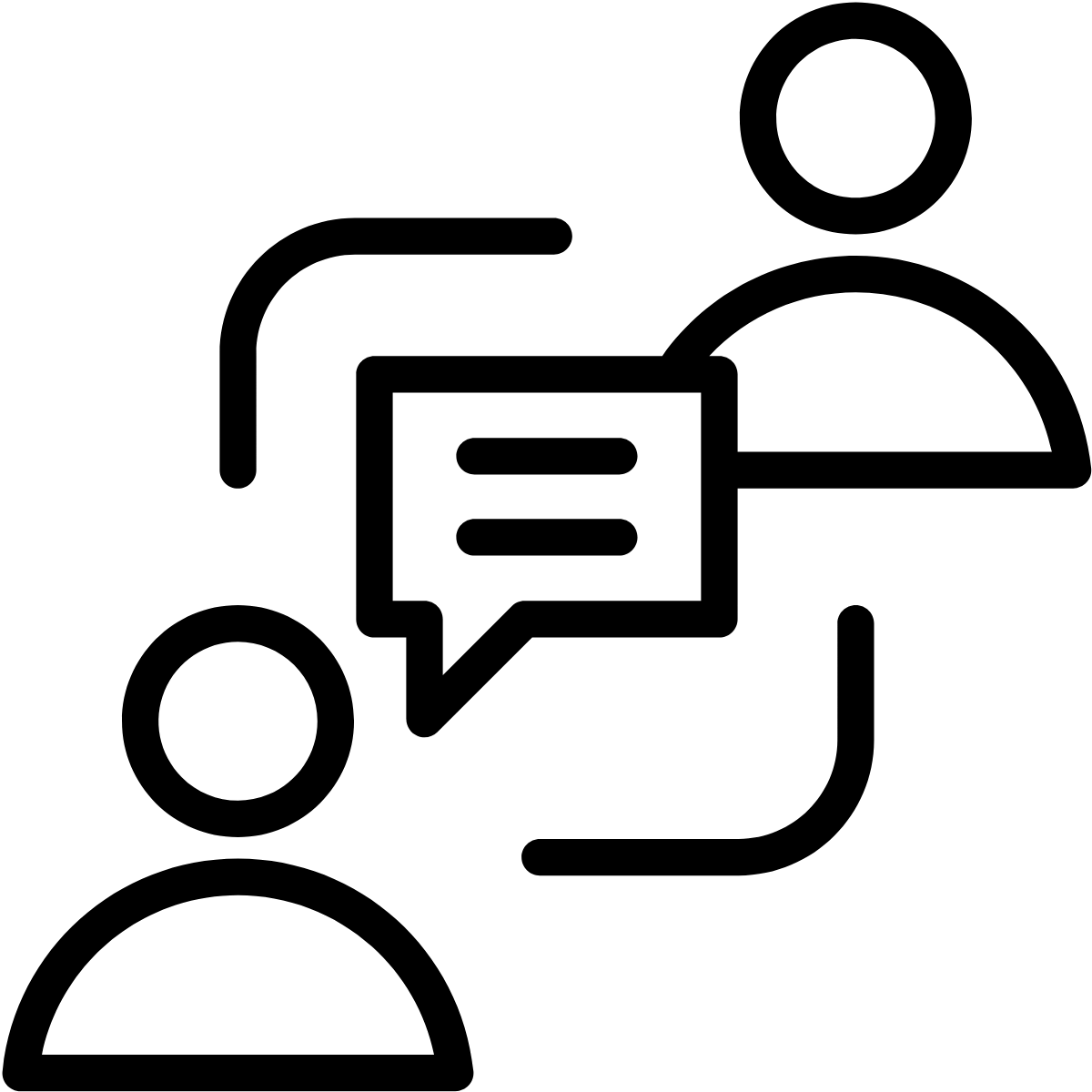 Icon: Zwei Personen im Gespräch – App-Beratung durch App-Agentur in Berlin