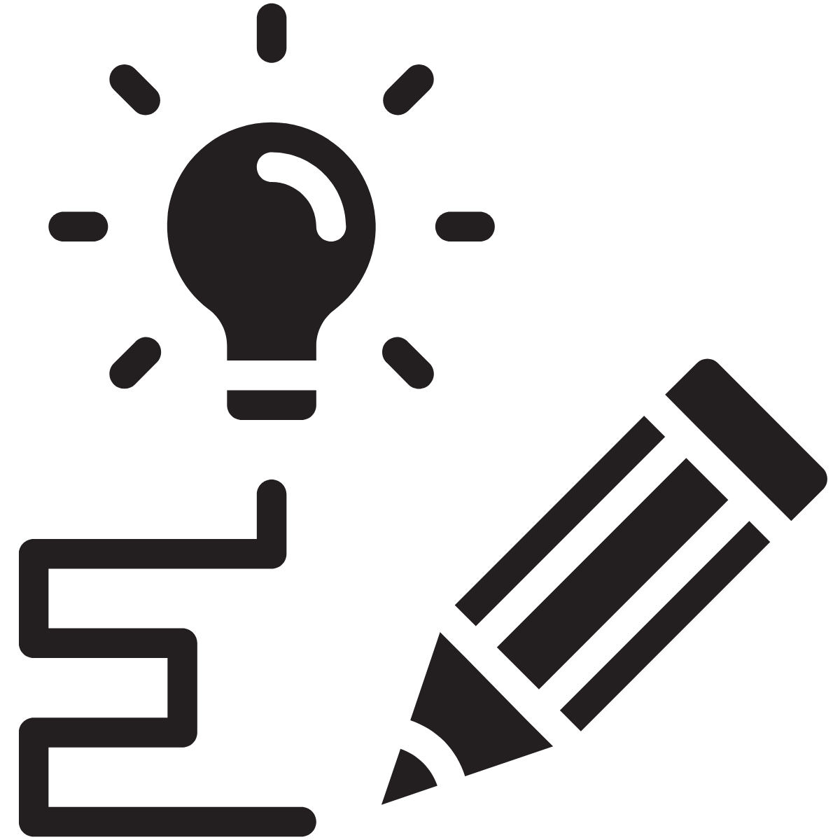 Icon: Glühbirne und Stift – App-Konzeption, UI/UX-Design und App-Entwicklung in Berlin